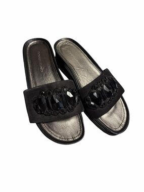 Donald Pliner Embellished Black Slide Sandals Womens 6M